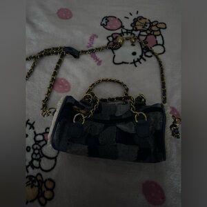Stylish Blue and Gold Women's Handbag
